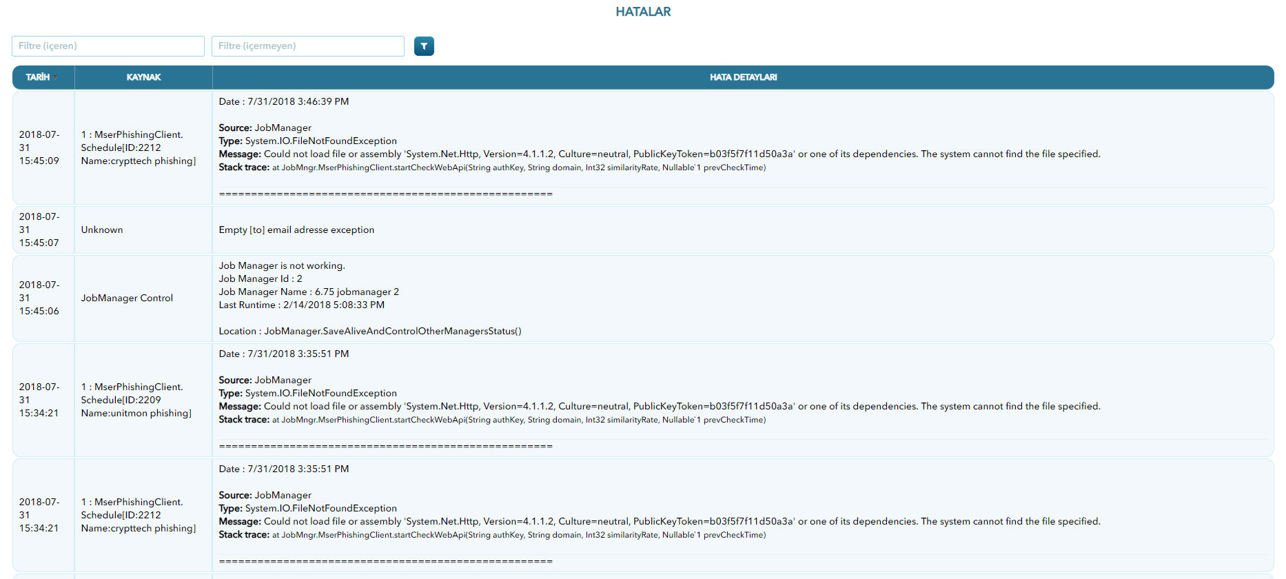 Host System Errorlogs